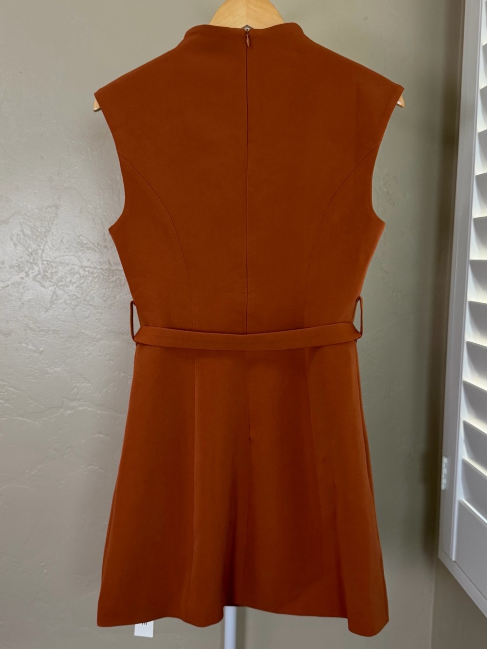 Commense Rust Orange Mini Dress Small NWT with Belt Sleeveless Tailored - Picture 6 of 9